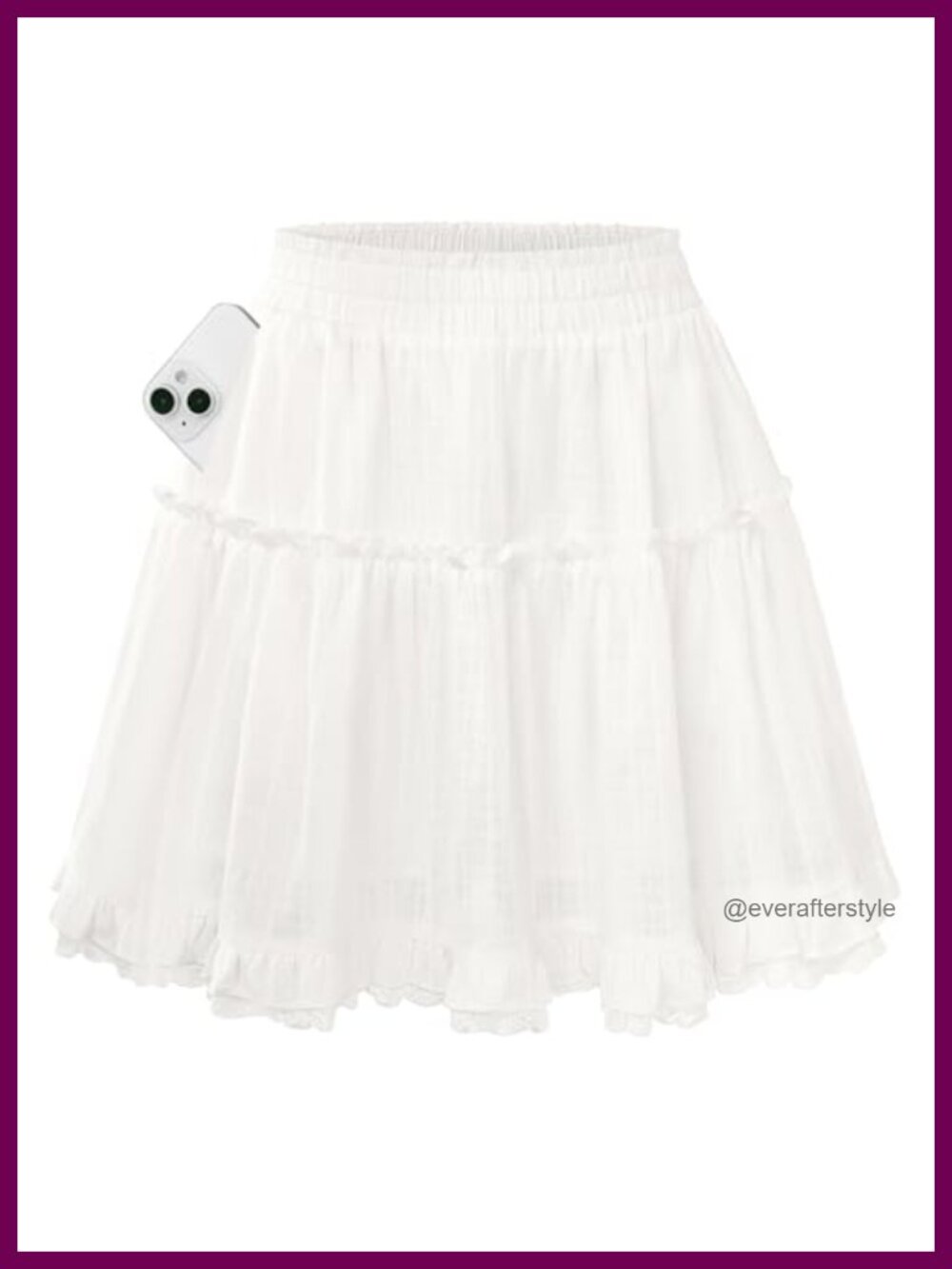 Cotton Mini Skort with Shorts Underneath Ruffle Lace A-Line